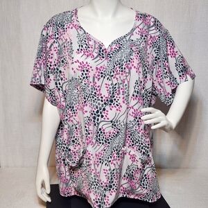 Healing Hands Scrubs Top Pink Lightweight Plus Size 4X